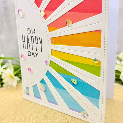 Colourful Sunrays Oh Happy Day Handmade Birthday Card-2