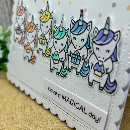 Colourful Unicorns Magical Day Handmade Birthday Card-2