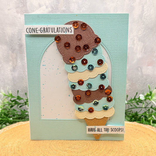 Cone-Gratulations Ice Cream Themed Handmade Congratulations Card