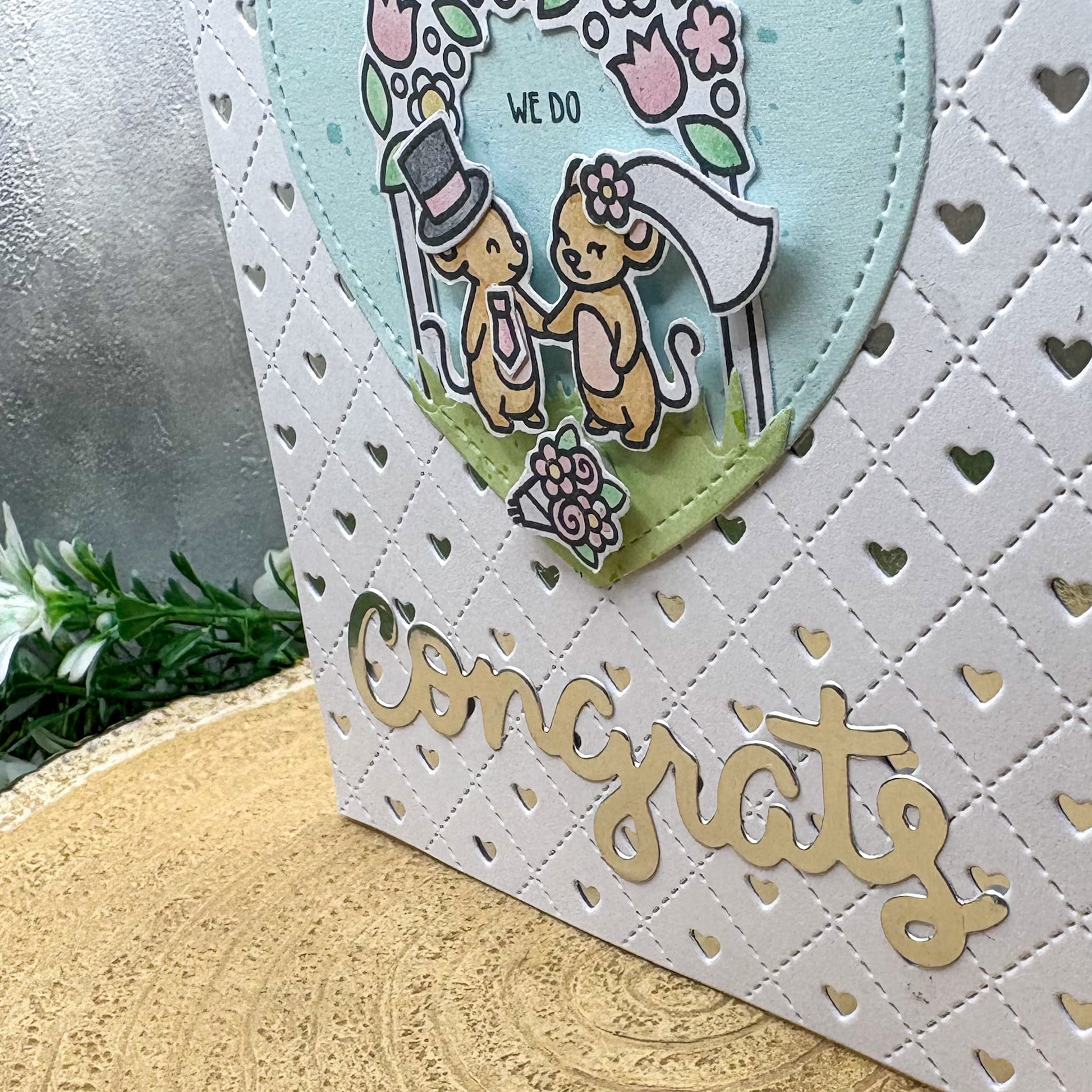 Congrats Cute Mice Handmade Wedding Card-2