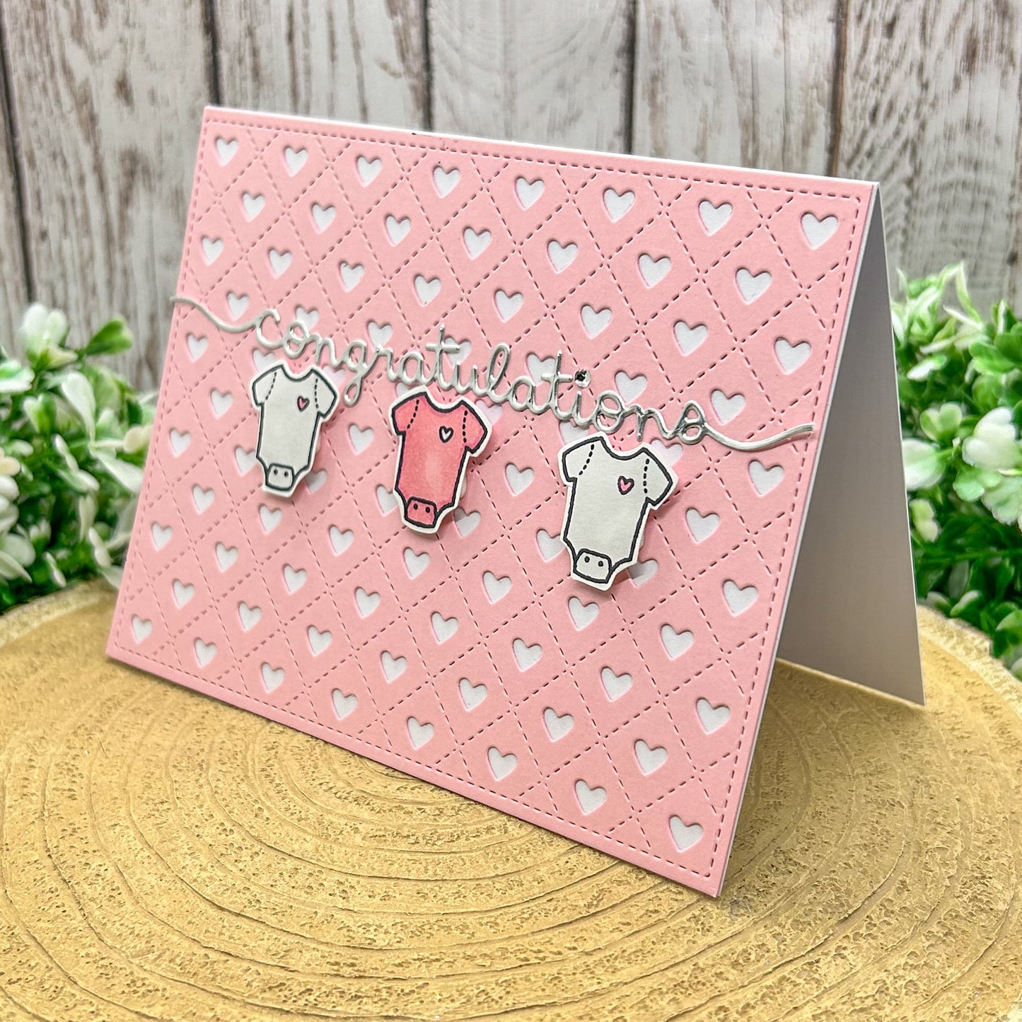 Congratulations New Baby Girl Pink Handmade New Baby Card
