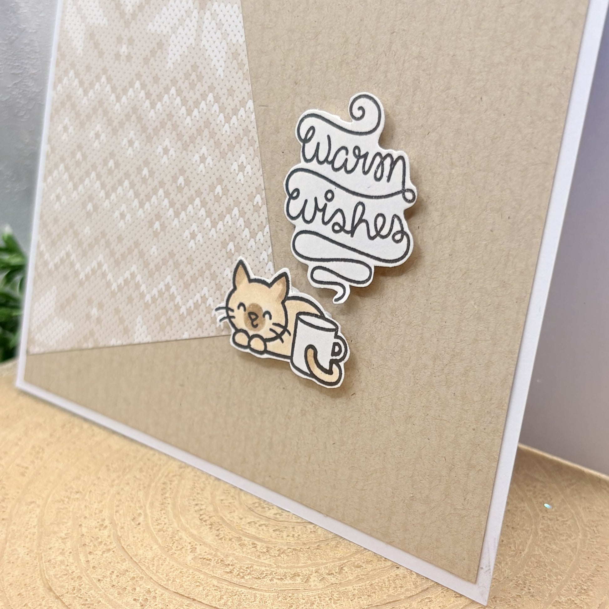 Cosy Cat Warm Wishes Handmade Birthday Card-2
