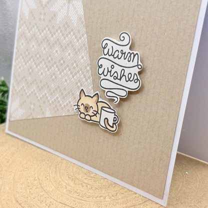 Cosy Cat Warm Wishes Handmade Birthday Card-2