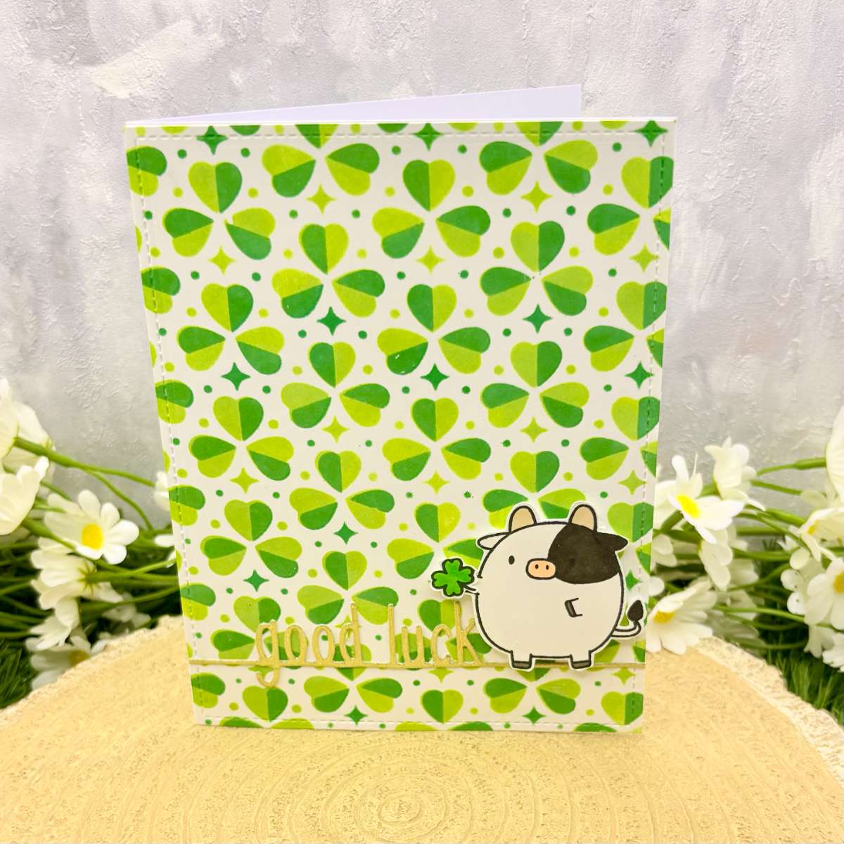Cow & Clover Handmade Good Luck Card-1