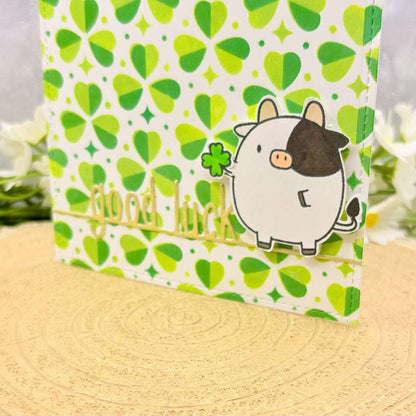 Cow & Clover Handmade Good Luck Card-2