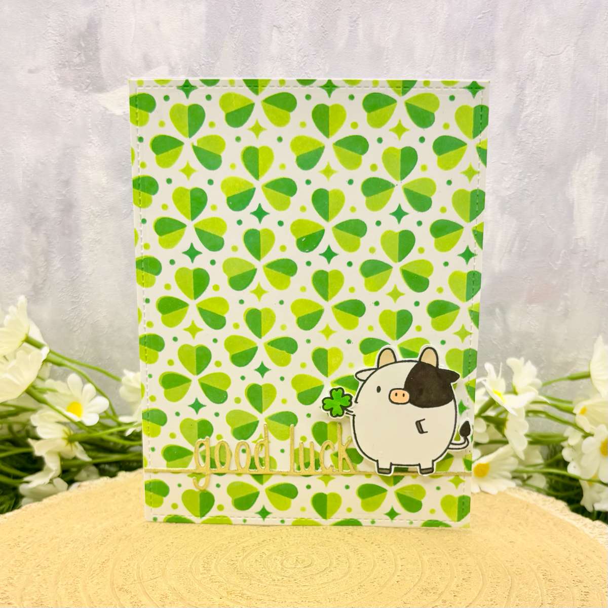 Cow & Clover Handmade Good Luck Card