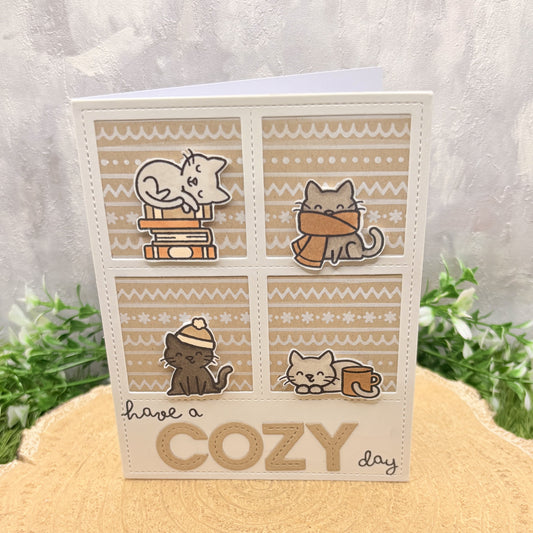 Cozy Cats Have A Cozy Day Handmade Card-1