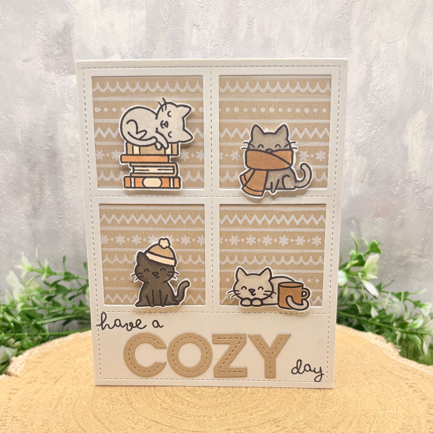 Cozy Cats Have A Cozy Day Handmade Card