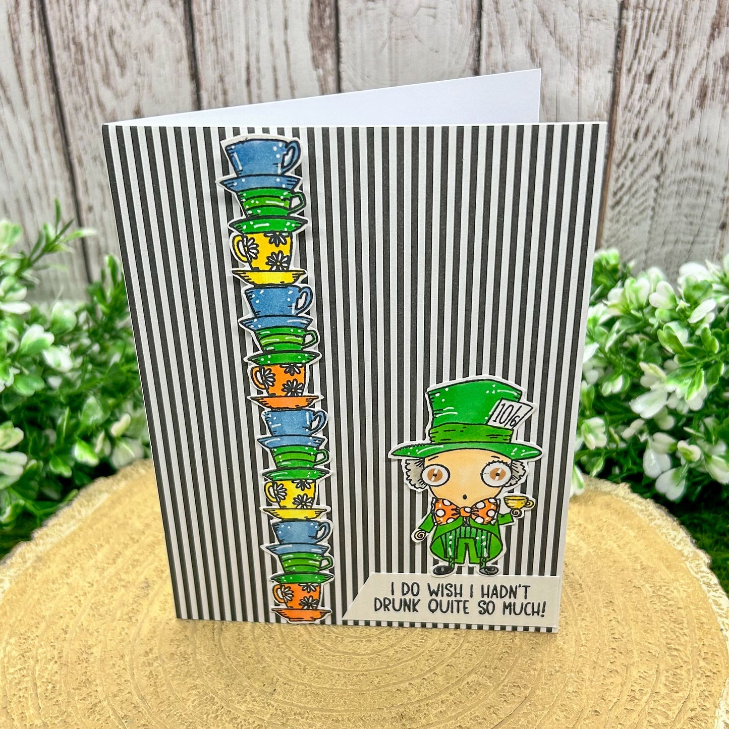 Crazy Hatter Tea Cups Handmade Character Themed Card-1