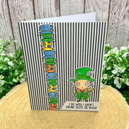 Crazy Hatter Tea Cups Handmade Character Themed Card-1