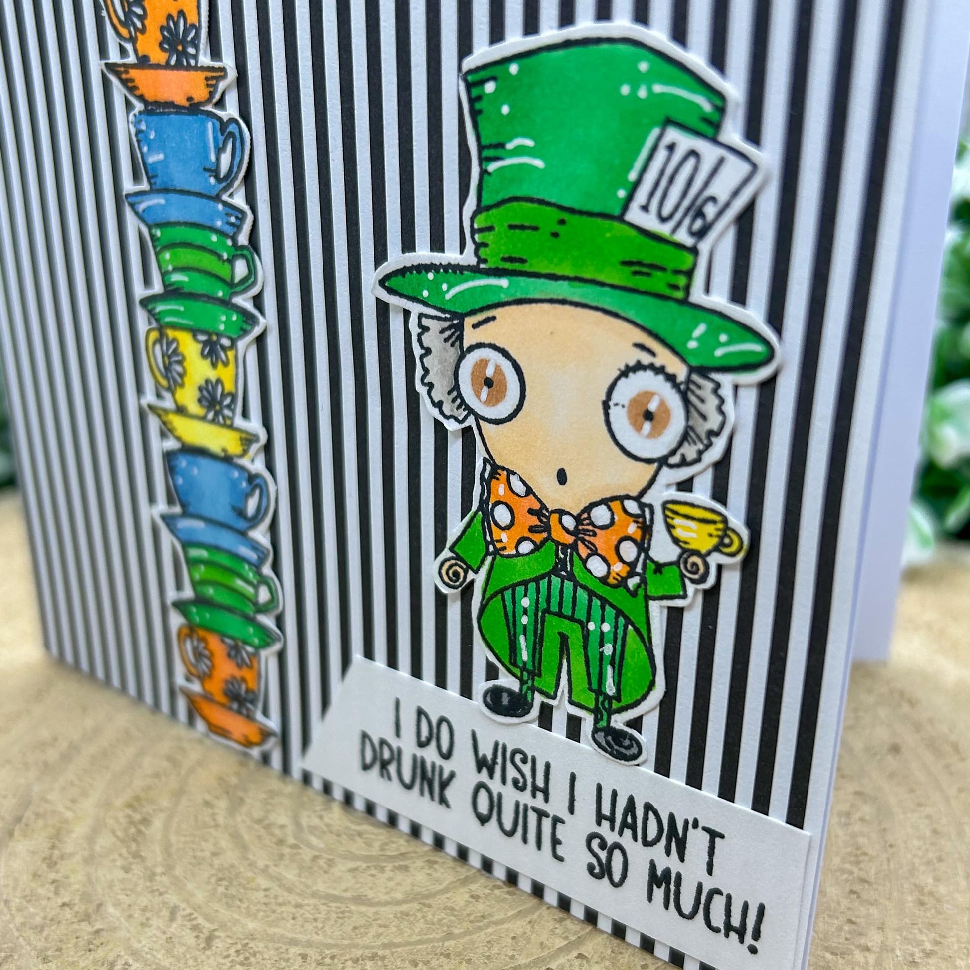 Crazy Hatter Tea Cups Handmade Character Themed Card-2