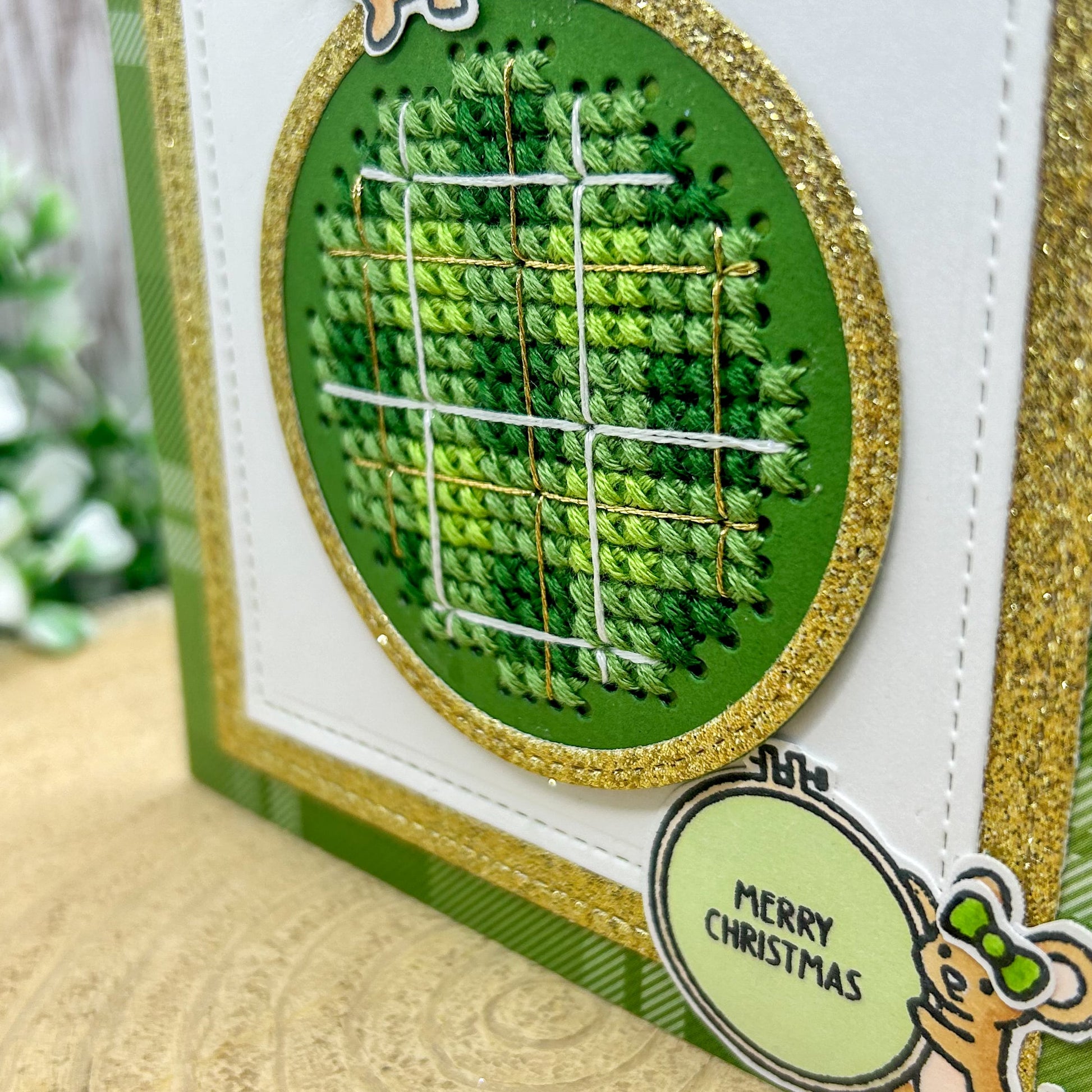 Cross Stitched Bauble Handmade Christmas Card-2