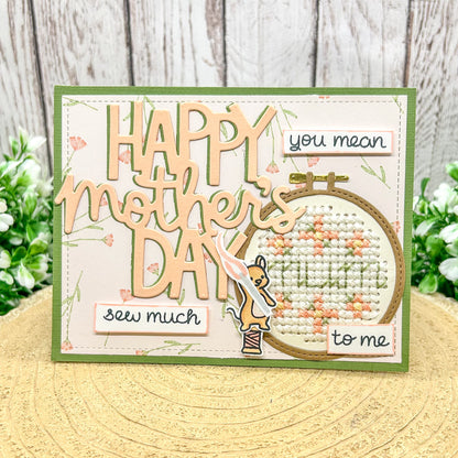 Cross Stitched Mum Handmade Mother's Day Card