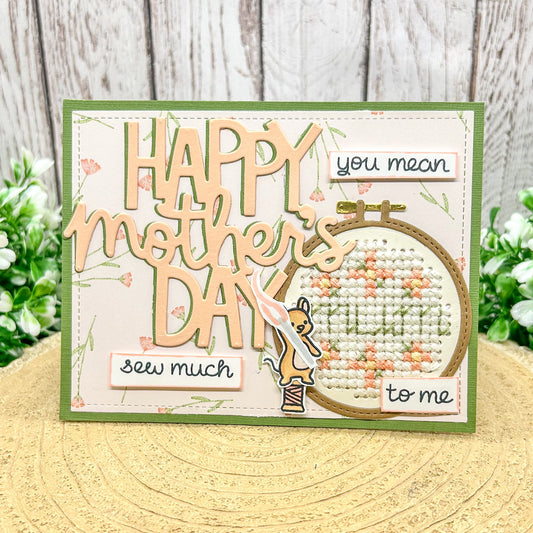 Cross Stitched Mum Handmade Mother's Day Card