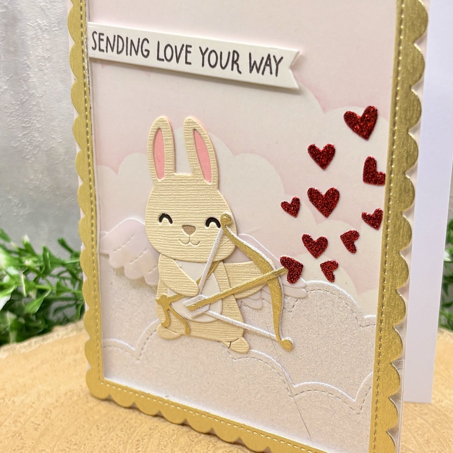 Cupid Bunny Sending Love Handmade Valentine's Day Card-2