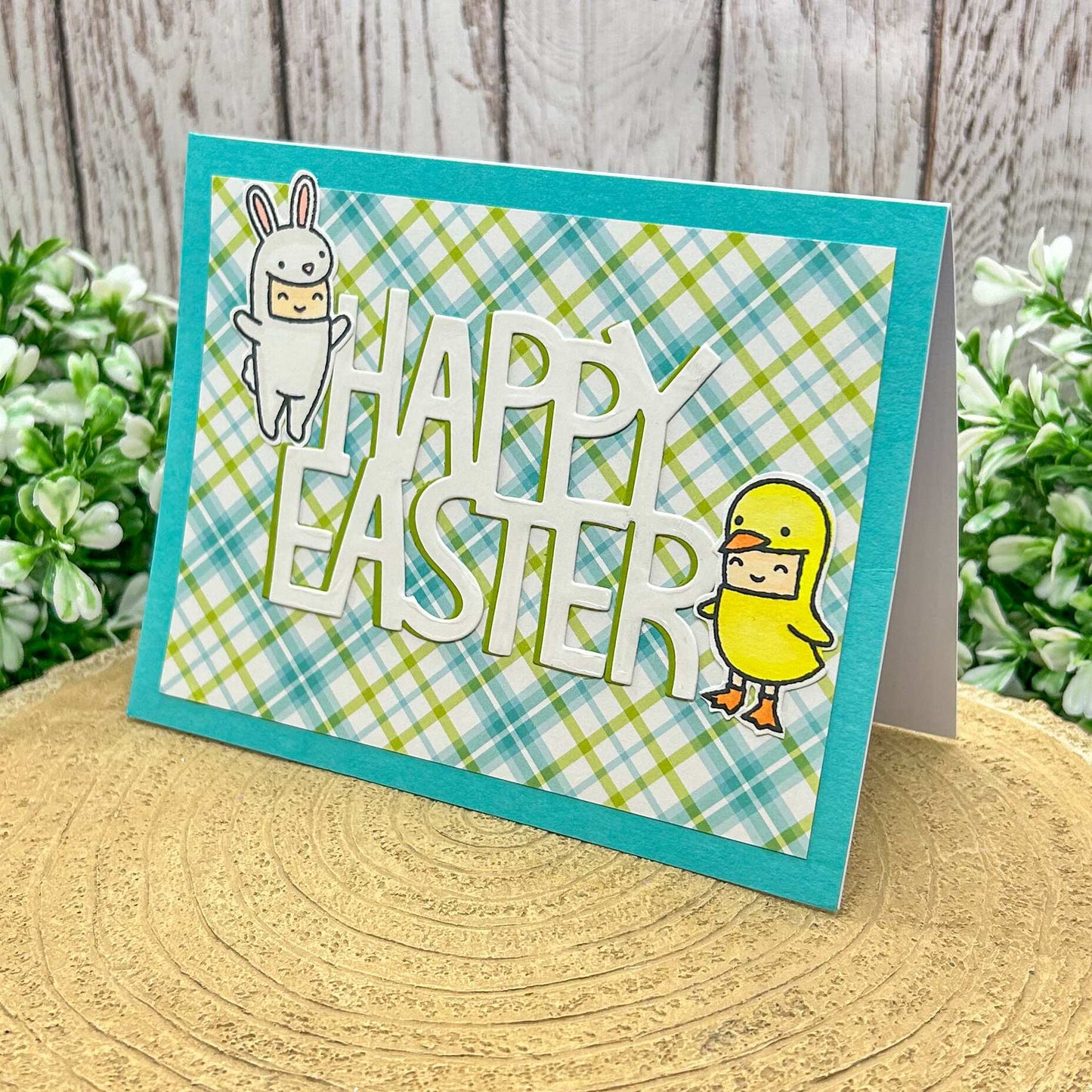 Cute Bunny & Chick Costumes Handmade Easter Card-1