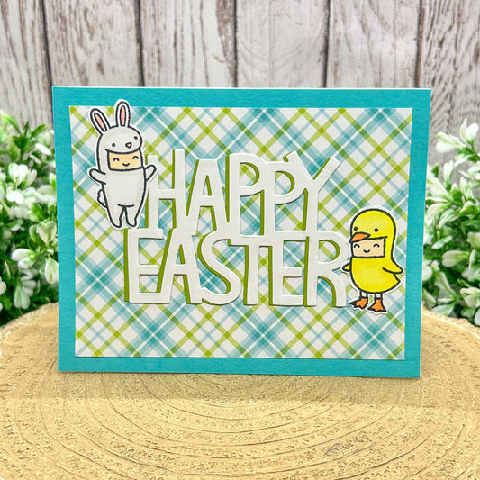 Cute Bunny & Chick Costumes Handmade Easter Card