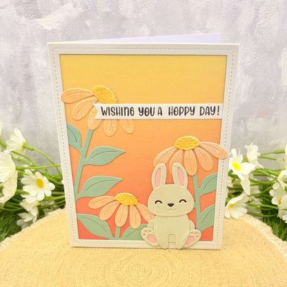 Cute Bunny & Flowers Hoppy Day Handmade Birthday Card-1