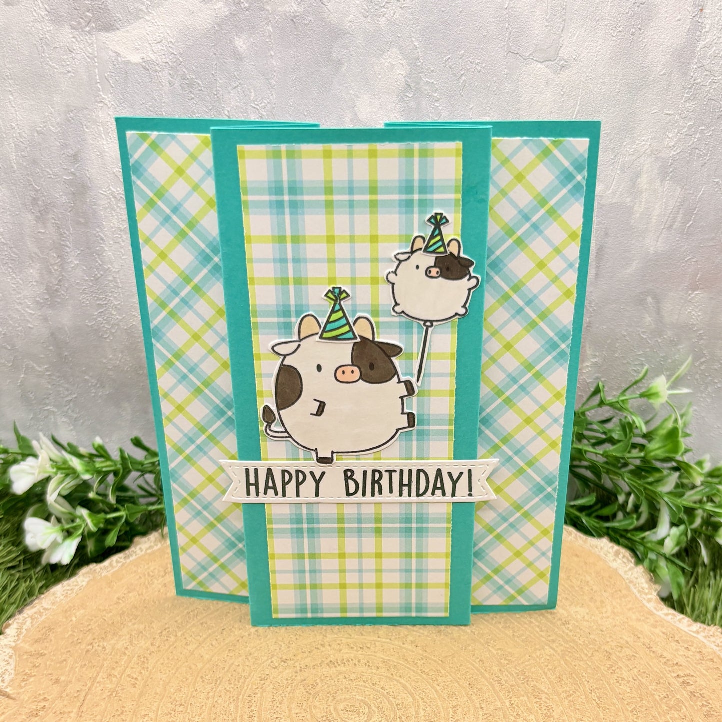 Cute Cow Balloon Handmade Birthday Card-1
