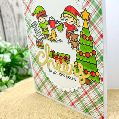 Cute Elves By Xmas Tree Handmade Christmas Card-2
