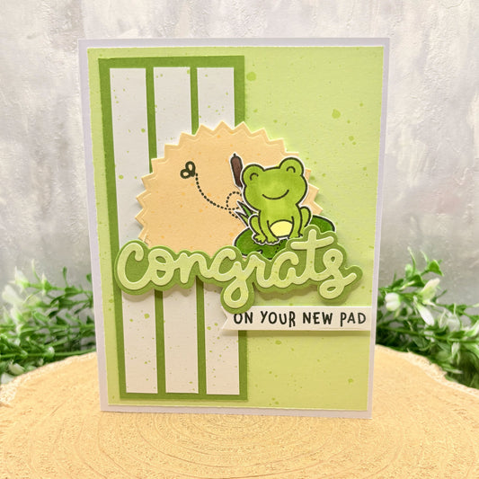 Cute Frog Congrats on Your New Pad Handmade New Home Card