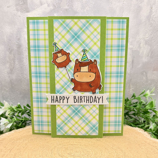 Cute Horse Balloon Handmade Birthday Card