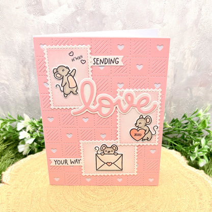Cute Mice Sending Love Handmade Valentine's Day Card-1