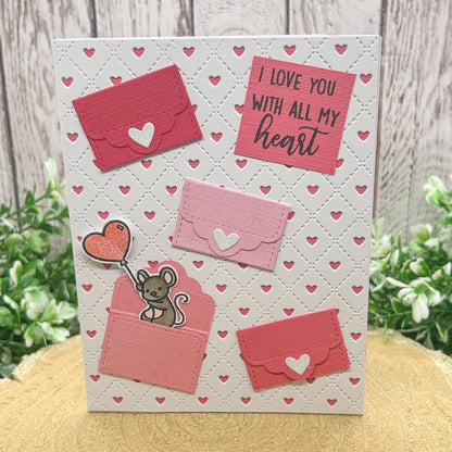 Cute Mouse & Love Envelopes Handmade Card