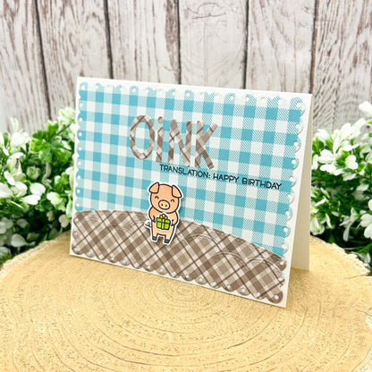 Cute Pig OINK Means Happy Birthday Handmade Birthday Card-1