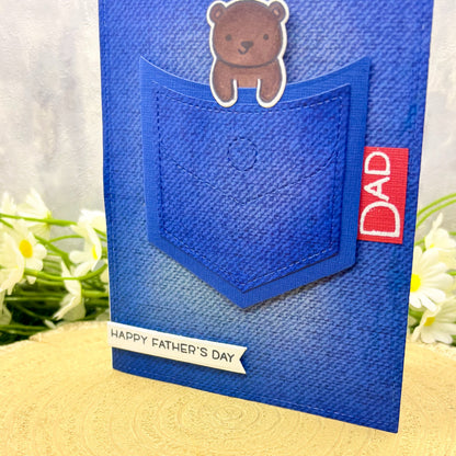 Dad Bear In Jeans Pocket Handmade Father's Day Card-2