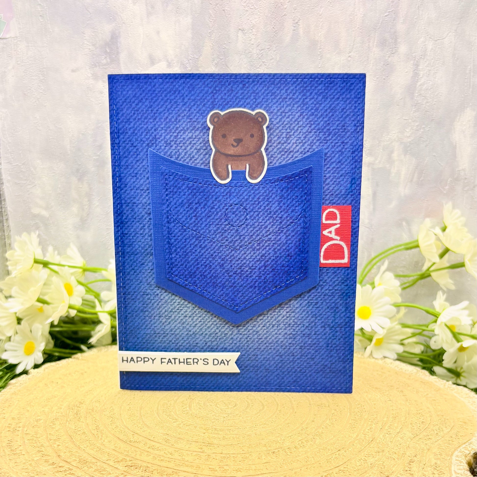 Dad Bear In Jeans Pocket Handmade Father's Day Card
