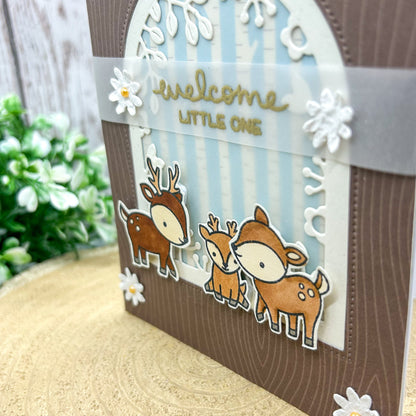 Deer Family Welcome Little One Handmade New Baby Card-2