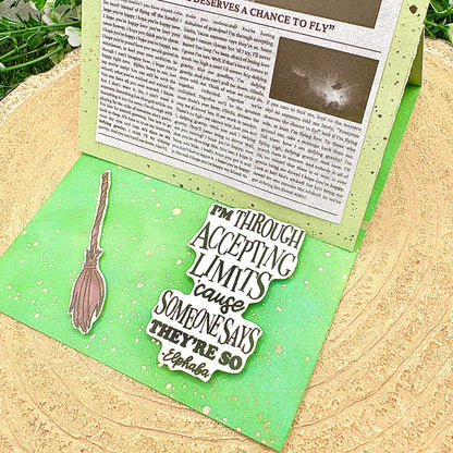 Defying Gravity Newspaper Standing Handmade Character Card-3