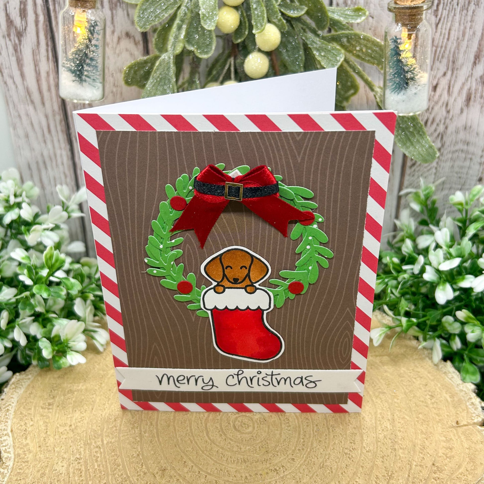 Dog In Stocking Handmade Christmas Card-1