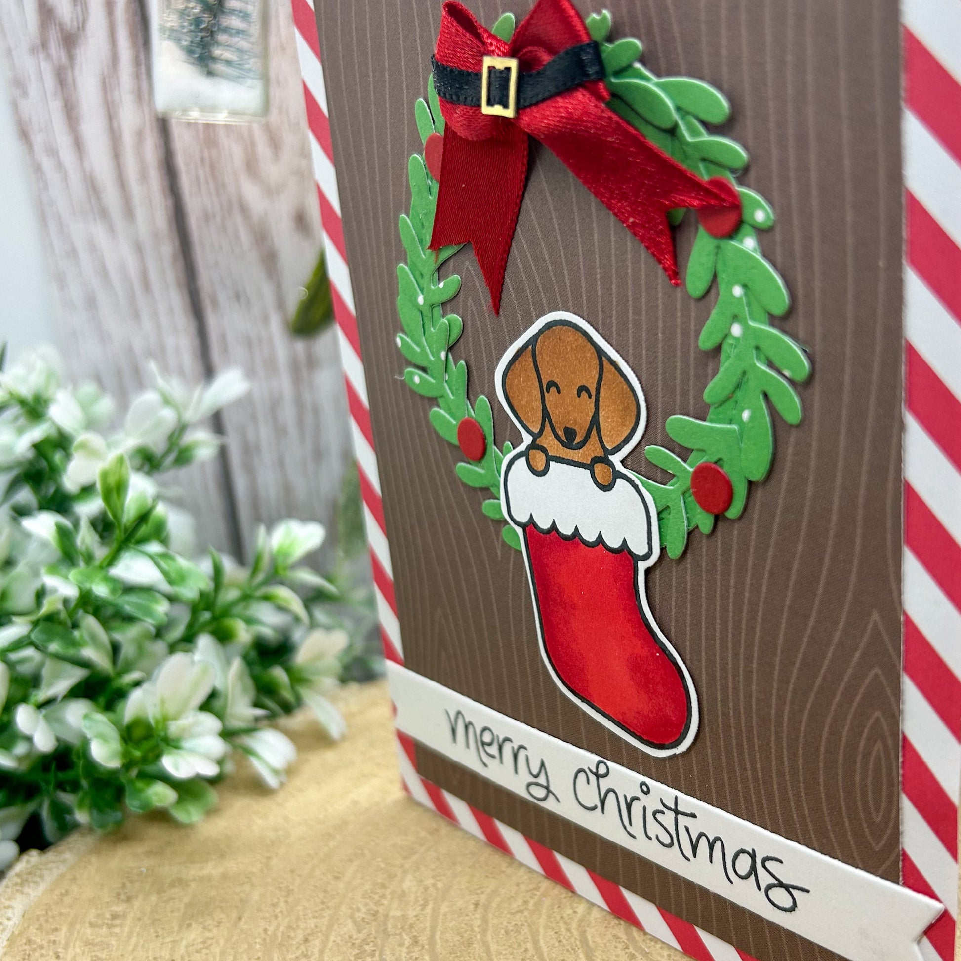 Dog In Stocking Handmade Christmas Card-2