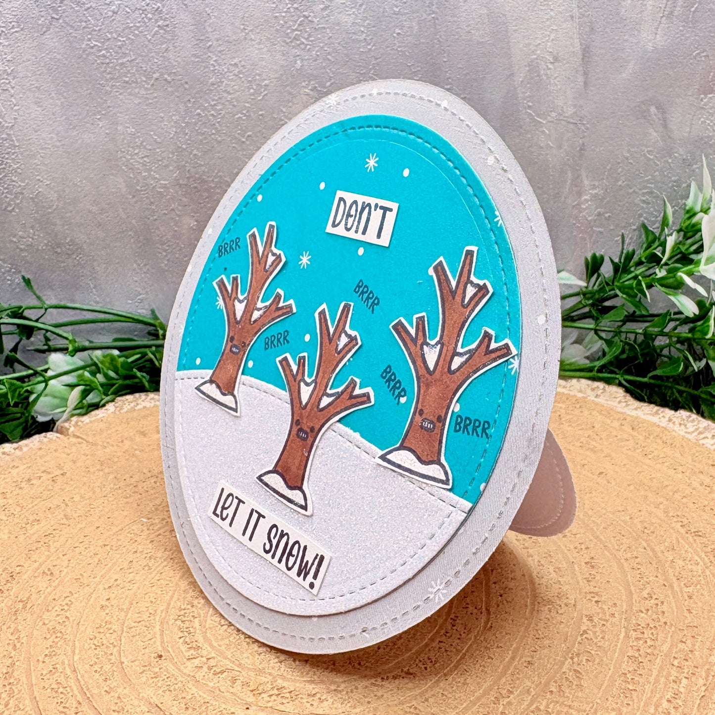Don't Let It Snow Mini Circle Handmade Christmas Card-2