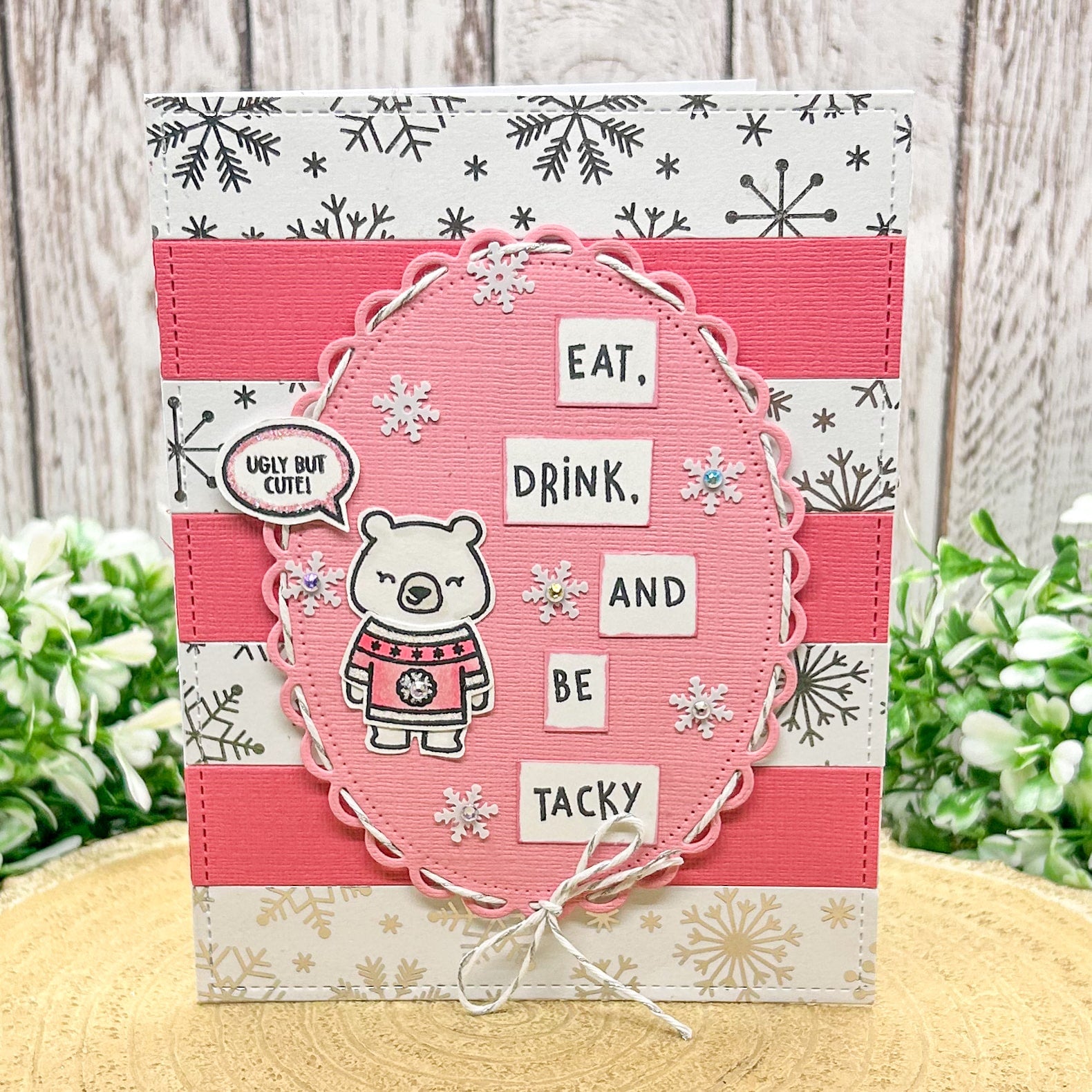 Eat, Drink And Be Tacky Ugly Jumper Handmade Christmas Card