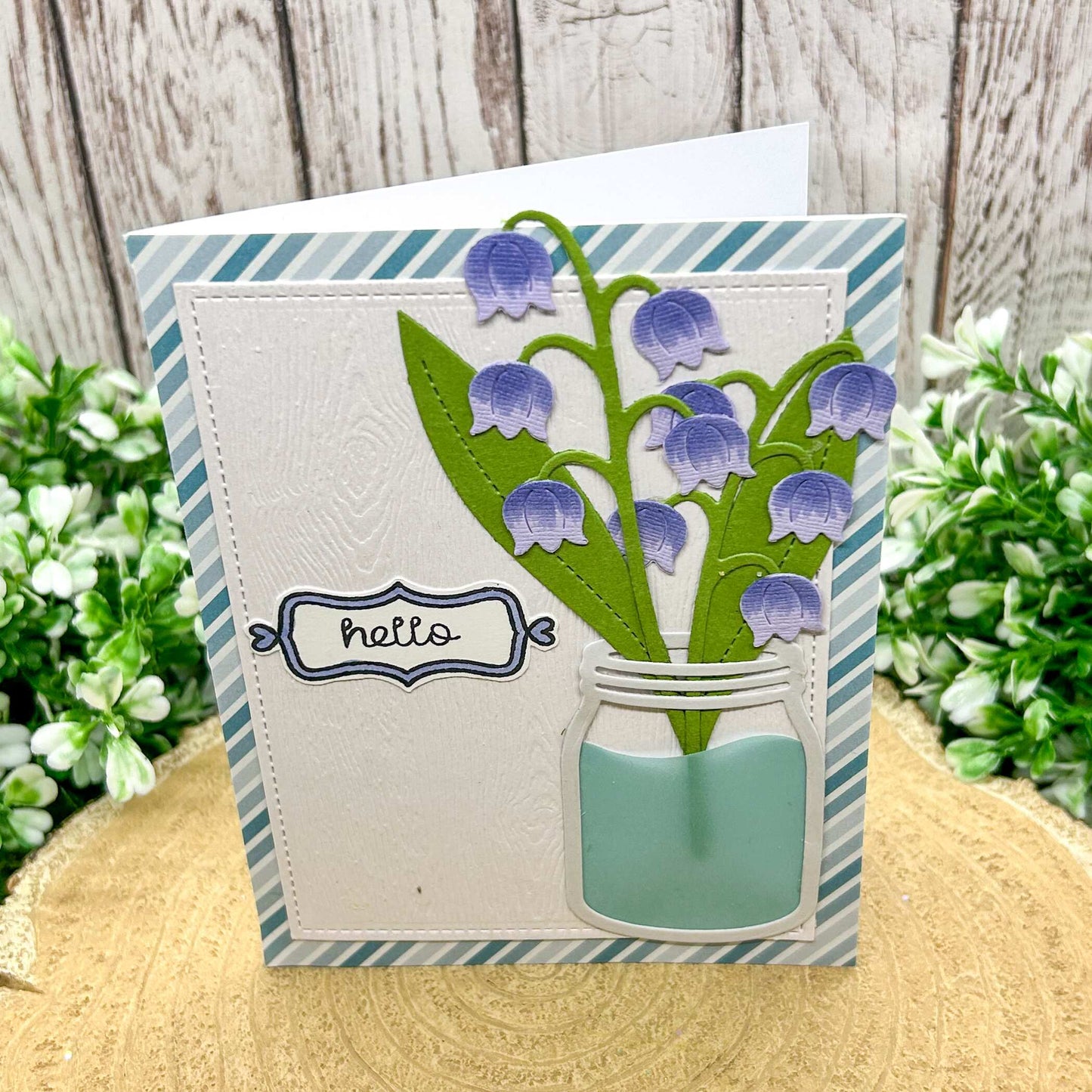 Elegant Bluebells In Vase Handmade Card-1