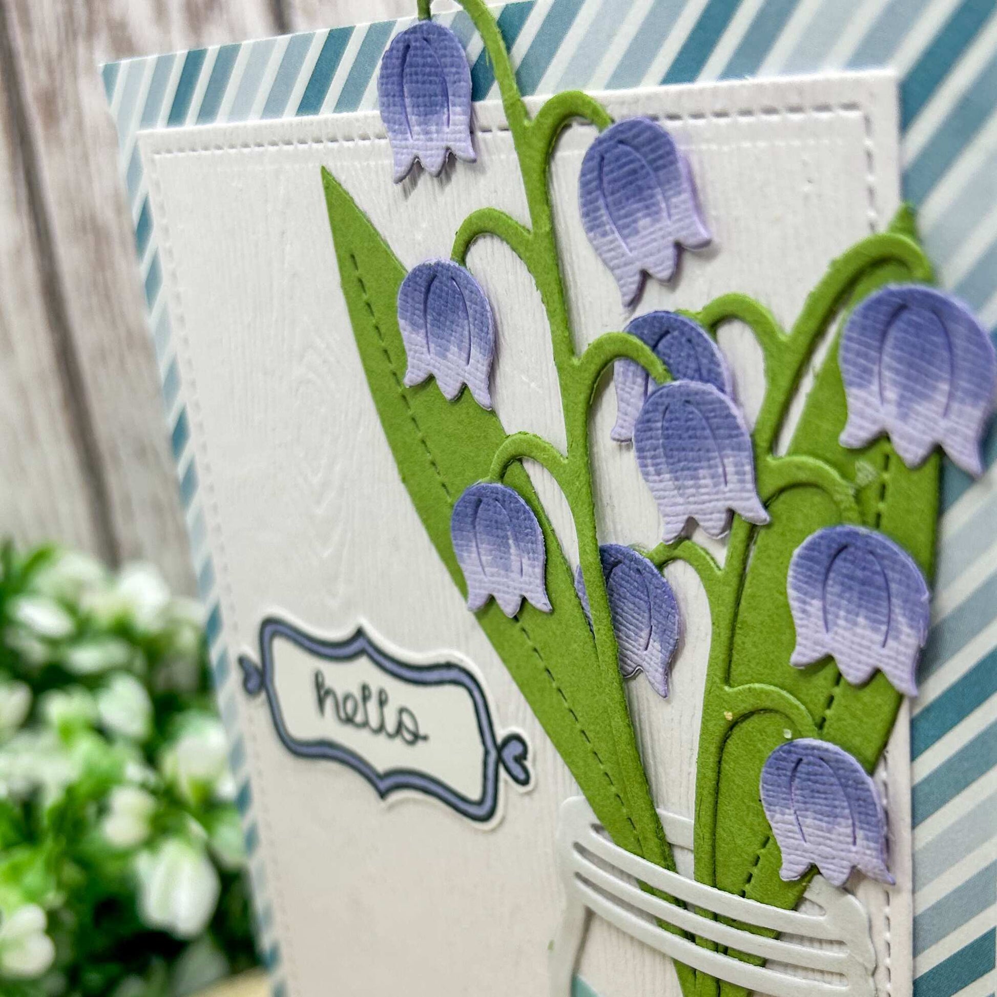 Elegant Bluebells In Vase Handmade Card-2