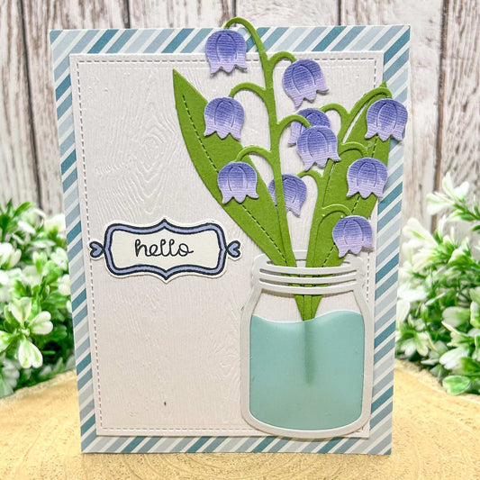 Elegant Bluebells In Vase Handmade Card