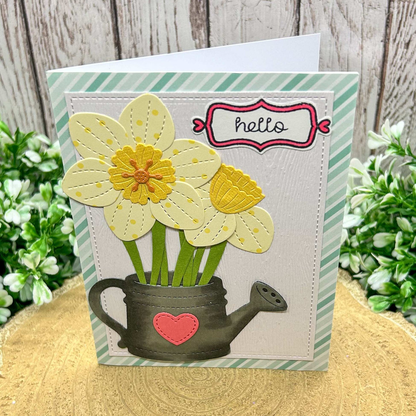Elegant Yellow Daffodils In Can Handmade Card-1