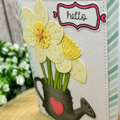Elegant Yellow Daffodils In Can Handmade Card-2