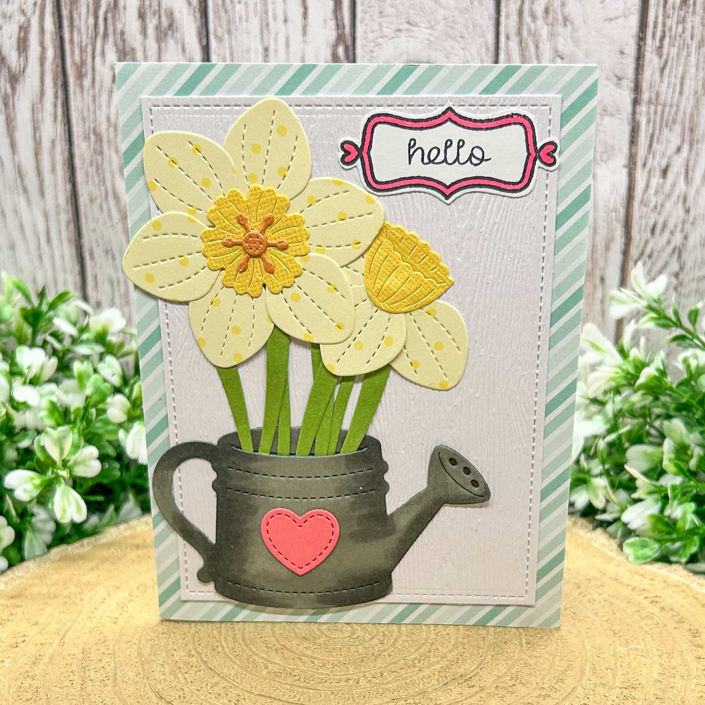 Elegant Yellow Daffodils In Can Handmade Card