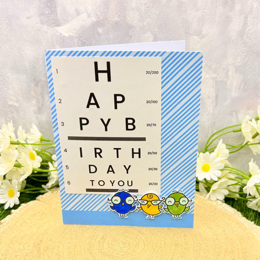 Eye Test Birds Handmade Birthday Card-1