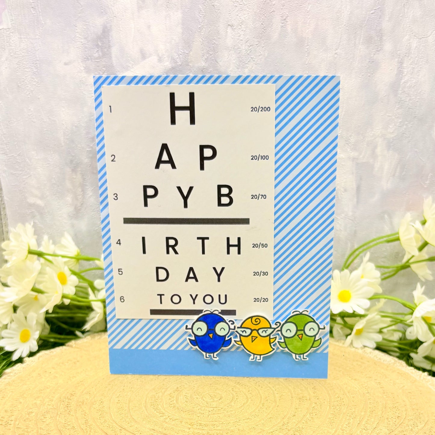 Eye Test Birds Handmade Birthday Card