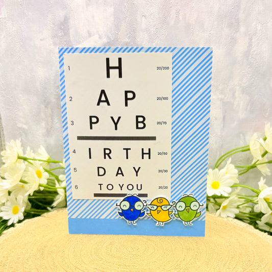 Eye Test Birds Handmade Birthday Card