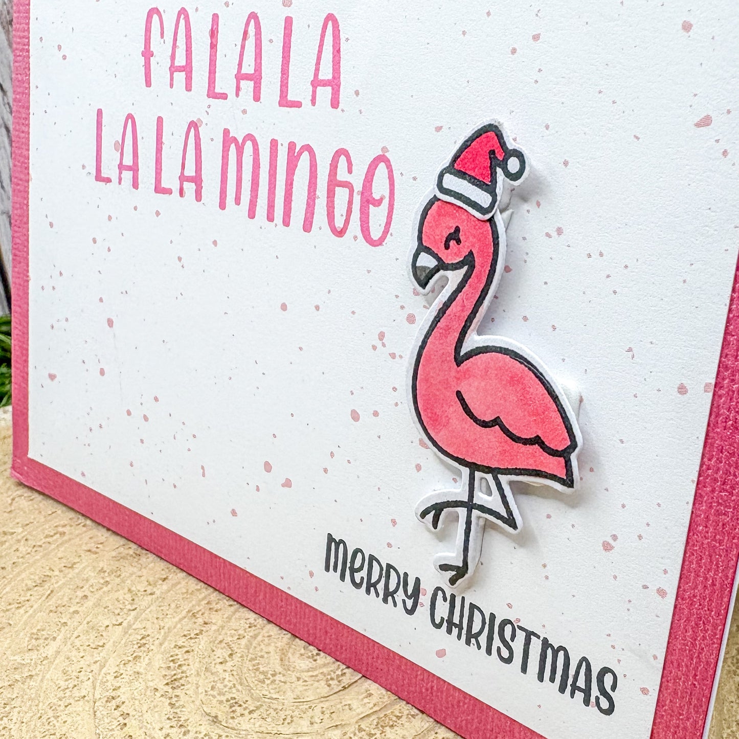 Fa La La Flamingo Handmade Christmas Card-2