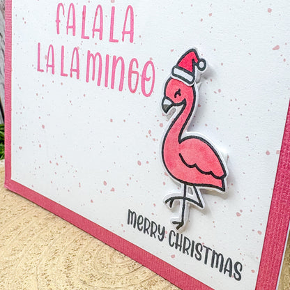 Fa La La Flamingo Handmade Christmas Card-2