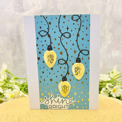 Fairy Lights Shine Bright Handmade Christmas Card