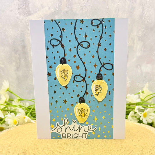 Fairy Lights Shine Bright Handmade Christmas Card